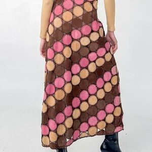 Metrostyle Pink and Brown Maxi Skirt Y2K 2000s vibe